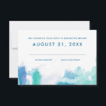 Teal Blue Watercolor Tie Dye Bat Mitzvah Rsvp Invitation<br><div class="desc">A teal blue and green wash of watercolor with a touch of purple,  with editable text on front and back</div>