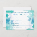 Teal Blue Watercolor Tie Dye Bat Mitzvah Rsvp Invitation<br><div class="desc">A teal blue and green wash of watercolor with a touch of purple,  with editable text on front and back; option for in person attendance or virtual,  plus option for proof of vaccination on the backside.</div>