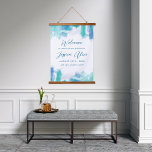 Teal Blue Watercolor Tie Dye Bat Mitzvah Welcome Hanging Tapestry<br><div class="desc">A teal blue and green wash of watercolor with a touch of purple,  with editable text. Customize to personalize,  move or scale elements.</div>