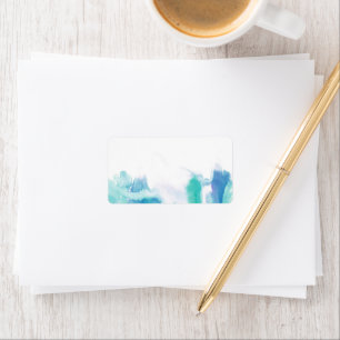 Teal Blue Watercolor Tie Dye Blank Address Label