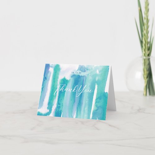 Teal Blue Watercolor Tie Dye Thank You Invitation