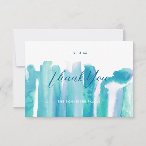 Teal Blue Watercolor Tie Dye Thank You Photo II