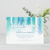 Teal Blue Watercolor Wash Bridal Brunch Invitation (Standing Front)