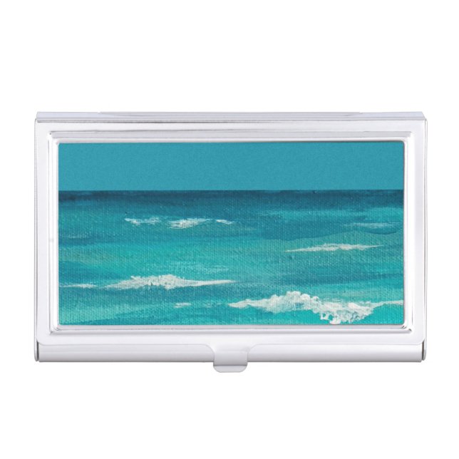 Teal Blue Waters  Business Card Case (Front)