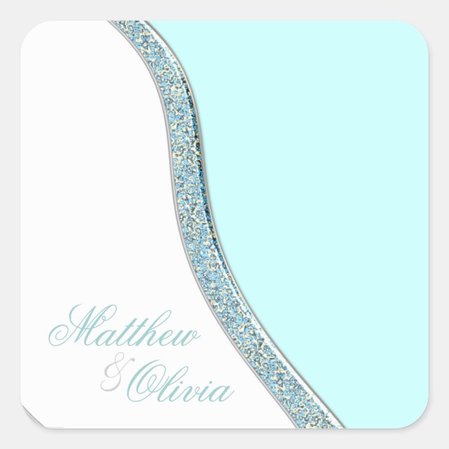 Teal Blue Wedding Favor Label Envelope Seals (Front)