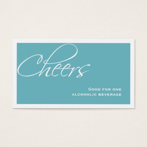 Teal blue wedding formal custom event drink ticket business cards