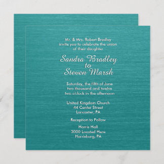 Teal Blue Wedding Invitation