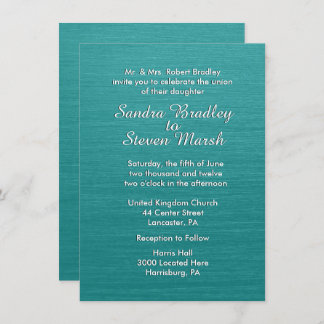 Teal Blue Wedding Invitation