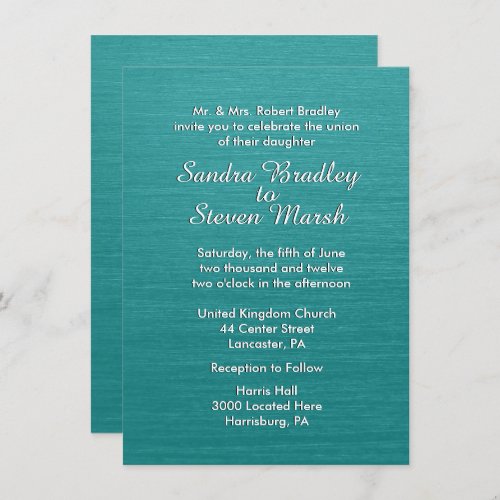 Teal Blue Wedding Invitation