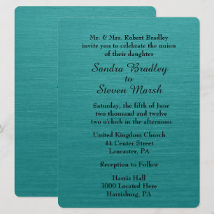 Teal Blue Wedding Invitation