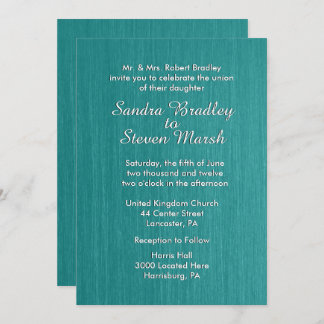 Teal Blue Wedding Invitation 5" x 7"