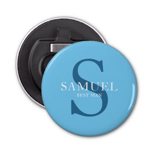 Teal Blue Wedding Party Monogram Bottle Opener