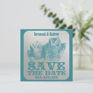 Teal Blue Western Cowboy Cowgirl Wedding  Save The Date