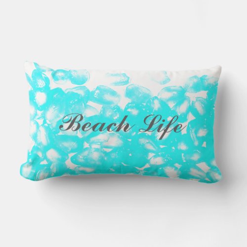 Teal Blue White Abstract Custom Beach Life Quotes Lumbar Pillow