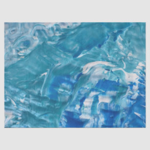 Teal Blue White Abstract Decoupage Tissue Paper