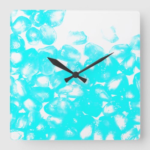 Teal Blue White Abstract Pattern Modern Gift Favor Square Wall Clock