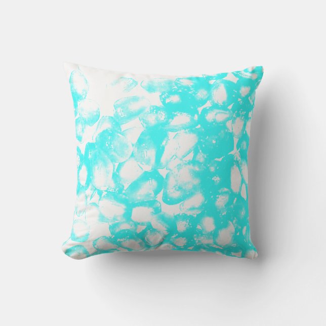 Teal Blue White Abstract Patterns Modern Cute Gift Outdoor Pillow (Front)