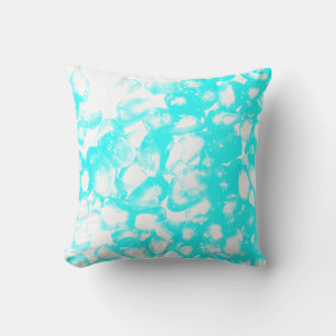 Teal Blue White Abstract Patterns Modern Cute Gift Throw Pillow