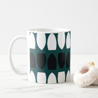 Teal Blue White Black Geometric Abstract