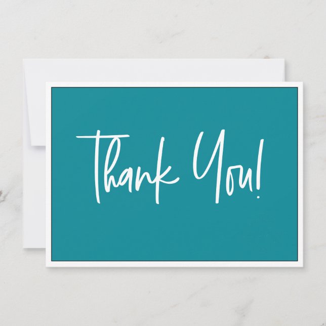 Teal Blue White Company Logo Social Thank You  Card (Front)