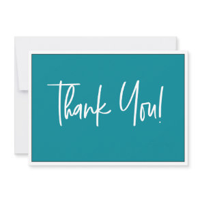 Teal Blue White Company Logo Social Thank You  Card