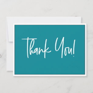Teal Blue White Company Logo Social Thank You  Card