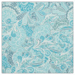 Teal Blue White Elegant Paisley Pattern Fabric