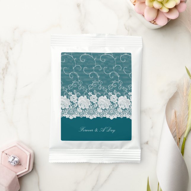 Teal Blue White Floral Lace Wedding Margarita Drink Mix (Wedding)