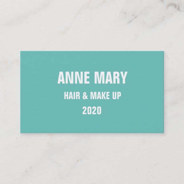 Teal Blue White Hair & Make Up Stylish Modern Cool Business Card (Front)