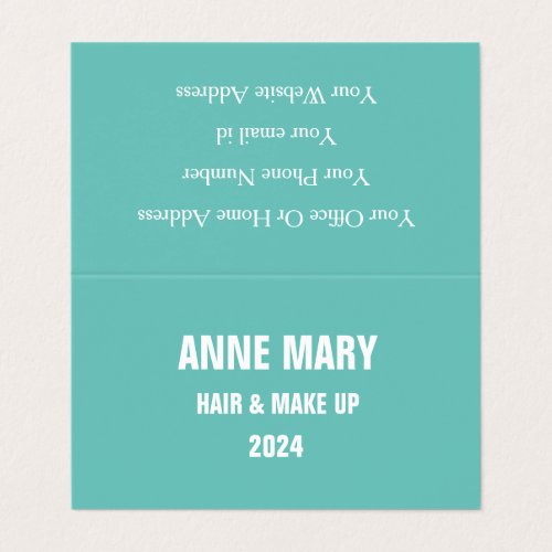Teal Blue White Hair Salon Makeup Modern 2024 Business Card
