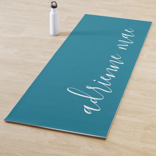 Teal Blue  White Personalized Reversible Yoga Mat