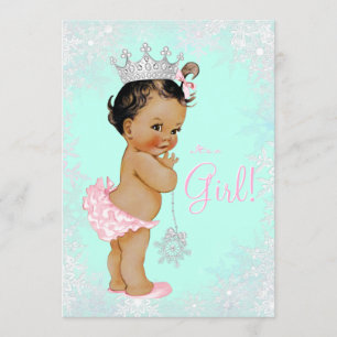 Teal Blue Winter Wonderland Baby Shower Invitation