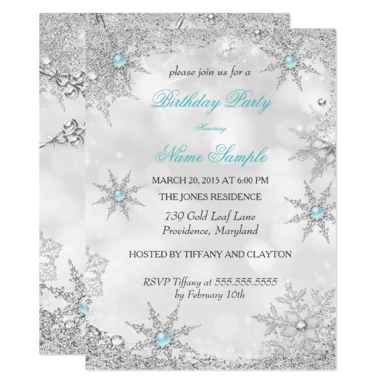 Teal Blue Winter Wonderland Birthday Party Invitation | Zazzle.com