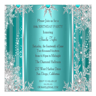 Teal Blue Winter Wonderland Snowflake Silver 3 Card