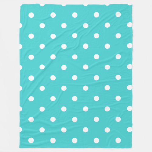Teal Blue with Polka Dots Fleece Blanket