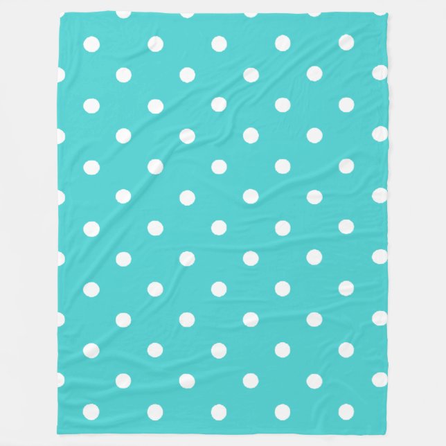 Teal Blue with Polka Dots Fleece Blanket (Front)