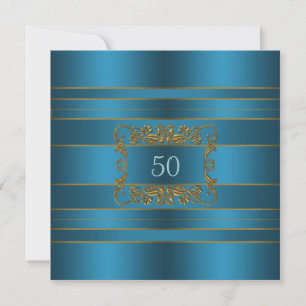 Teal Blue Womans 50th Birthday Party Invitation