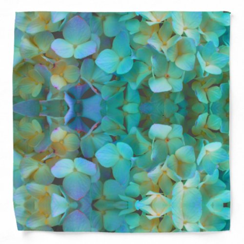 Teal blue yellow pink hydrangeas flowers floral bandana