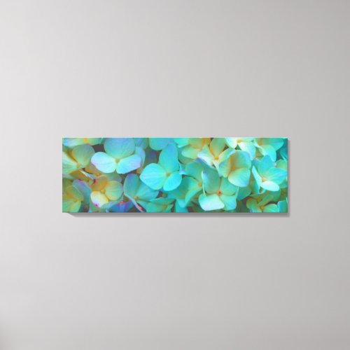 Teal blue yellow pink hydrangeas flowers floral canvas print