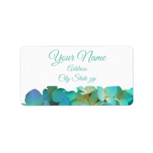 Teal blue yellow pink hydrangeas flowers floral label