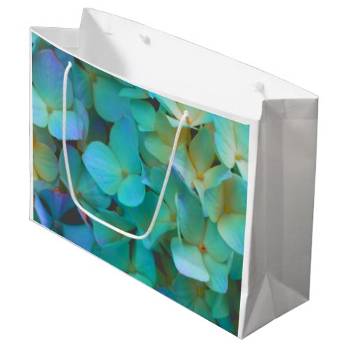 Teal blue yellow pink hydrangeas flowers floral large gift bag