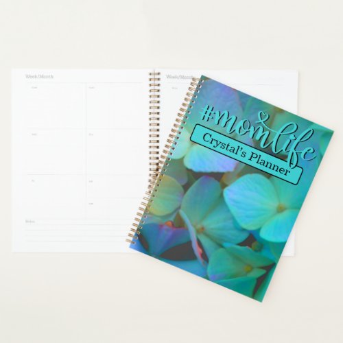 Teal blue yellow pink hydrangeas flowers momlife planner