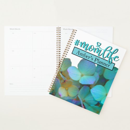 Teal blue yellow pink hydrangeas flowers momlife planner