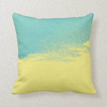 Teal Blue Yellow Watercolor Painting Art Modern Throw Pillow by DifferentStudios at Zazzle