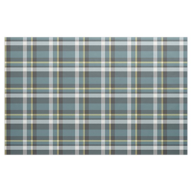 Teal Blue Yellow White Gray Tartan Square Pattern Fabric (Fat Quarter)