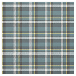 Teal Blue Yellow White Gray Tartan Square Pattern Fabric