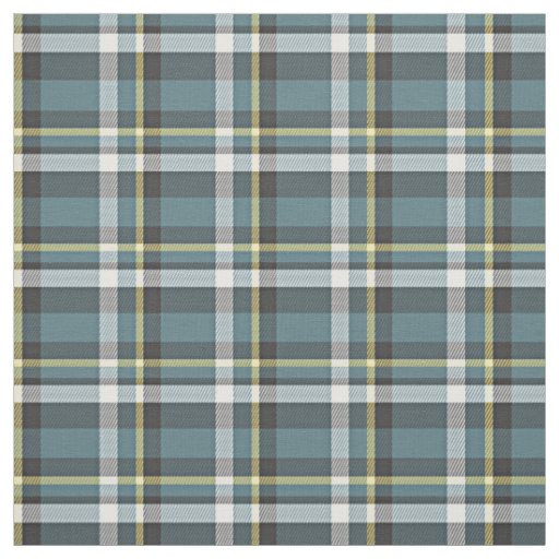 Teal Blue Yellow White Gray Tartan Square Pattern Fabric