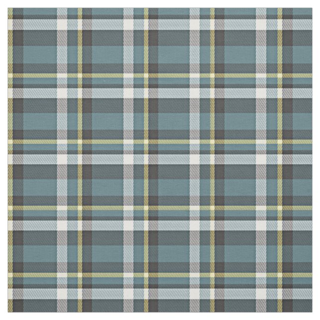 Teal Blue Yellow White Gray Tartan Square Pattern Fabric (Swatch)