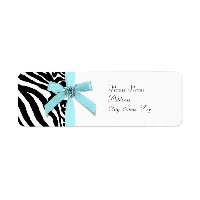 Teal Blue Zebra Address Labels (Front)