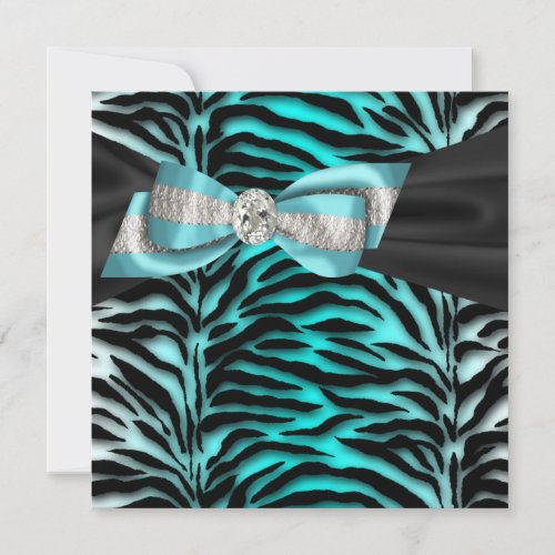 Teal Blue Zebra All Occasion Party Invitation